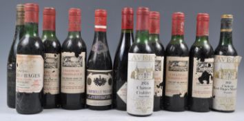 A COLLECTION OF TEN HALF BOTTLES OF RED WINE.