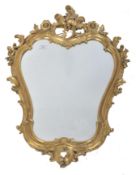 18TH CENTURY ITALIAN GILT WOOD CARTOUCHE WALL MIRROR