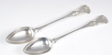 PAIR OF 18TH SCOTTISH GEORGE III SILVER HALLMARKED BASTING SPOONS