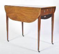 FINE GEORGE III MAHOGANY CROSSBANDED INLAID PEMBROKE TABLE