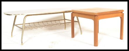 A retro 1970's Nathan Furniture teak wood coffee occasional table of square form, together with 20th