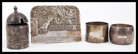 Two silver hallmarked napkin rings, one hallmarked Sheffield 1945 and the other Birmingham 1915,