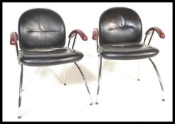 A superb pair of late 20th century retro vintage Bauhaus / Thonet inspired designer armchairs