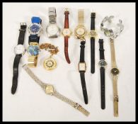 A small collection of vintage and contemporary ladies and gentlemens wristwatches, to include a