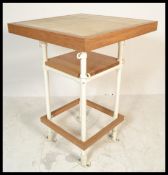 A large contemporary bistro / bar poser table constructed from reclaimed materials, heavy inset