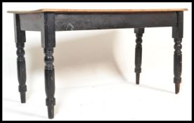 A 19th Century farmhouse pine dining table with sc