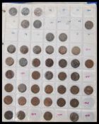 A collection of coins across two albums to include Victorian pennies, a Georgian cartwheel,