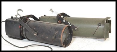 A good pair of mid 20th century Strand Electric Theatre Spotlights in an unusual green colourway