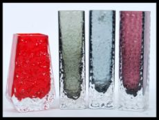 Geoffrey Baxter - Whitefriars - A group of original 1960s textured glass vases to include three