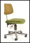 A vintage retro 20th Century industrial machinists / work swivel chair, padded seat pad raised on