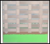 An vintage retro 1970's screen print by A J Watson entitled ' April in Thurso ' depicting garden