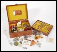 A collection of vintage costume jewellery to include arious rings, millefiori earrings, brooches,