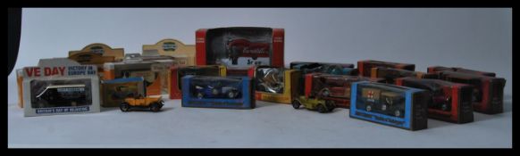 A collection of vintage diecast lledo model cars to include matchbox 'models of yesteryear',