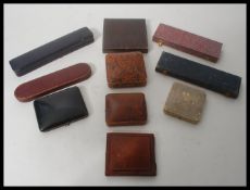 A collection of ten vintage hinged jewellery boxes to include watch boxes, necklace boxes etc.