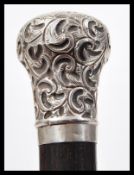 A 19th Century Victorian silver hallmarked topped gentleman's evening opera walking stick