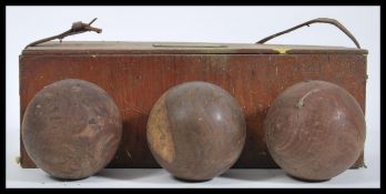 Local Interest - A set of original King George VI wooden bowls bowling balls lignum vitae consisting