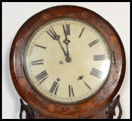 A late 19th Century Victorian marquetry inlay mahogany wall clock having Maltese cross type
