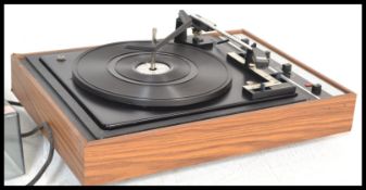 A vintage retro 20th Century Boots S100 teak cased record player turntable deck having an acrylic