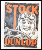 A contemporary artists impression of a vintage enamel advertising sign for Dunlop Tyres, the
