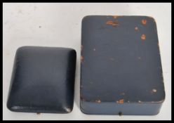 Two vintage blue leather Boucheron jewellery boxes, both boxes fitted with clasps and hinged, gilt