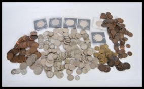 A collection of coins dating from the nineteenth Century to include silver coins, decimal and pre