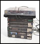 A retro 20th Century Sony music stacking system to include tape deck, radio receiver, amplifier