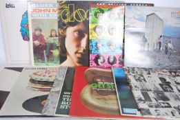A collection of vinyl long play LP records to include the Rolling Stones x 6 LP's, The Who, John