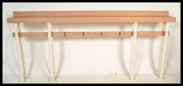 A large contemporary bistro / bar side table constructed from reclaimed materials, solid oak gallery