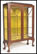 An early 20th Century 1930's Art Deco mahogany china display cabinet / bookcase / vitrine having