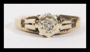 A 1960's hallmarked 9ct gold ring with illusion setting ( stone missing ) Weight 3.72g / size M