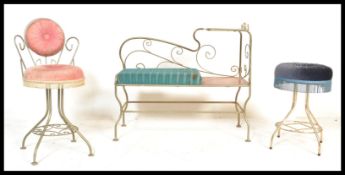 A group of vintage retro 20th Century bedroom boudoir wire work items to include a dressing table