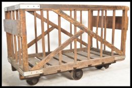 ANTIQUE VINTAGE INDUSTRIAL WOODEN GOODS MILL TROLL