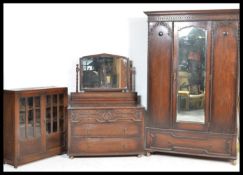 A collection of antique furniture to include an early 20th Century 1920's oak single wardrobe a