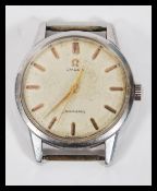 A vintage Omega Seamaster gentleman's wrist watch set within a stainless steel case with baton