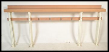 A large contemporary bistro / bar side table constructed from reclaimed materials, solid oak gallery