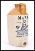 A 19th Century Maps Bristol stoneware cider flagon of large form having large notation reading