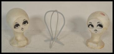 A vintage retro 20th Century group of haberdashery shop display items to include two polystyrene