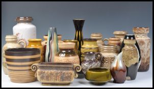 A large collection of vintage retro 20th Century West German fat lava style pottery all in a