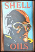 A contemporary artists impression of a vintage enamel advertising sign for Shell Oils, the