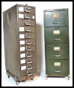 Two vintage 20th Century industrial metal filing cabinets,to include an eleven drawer cabinet by