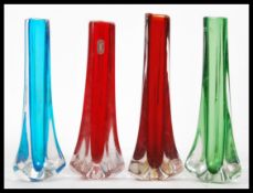 Geoffrey Baxter - Whitefriars - A group of vintage 1960's studio art glass tricorn three sided vases