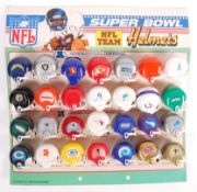 RARE VINTAGE 1970'S NFL SUPER BOWL MINI HELMETS - SHOP DISPLAY CARD