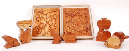CHESTER WEDGEWOOD'S WOODEN CARVED JIGSAW PUZZLES AND POTS