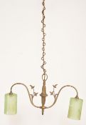 A 20th Century brass ceiling light chandelier in t