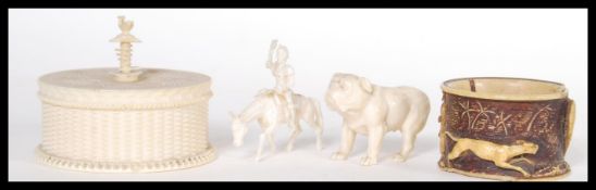 A group of 19th Century ivory to include an Englis