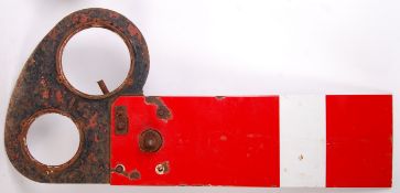 RARE VINTAGE ENAMEL & CAST IRON RAILWAY SIGNAL ARM