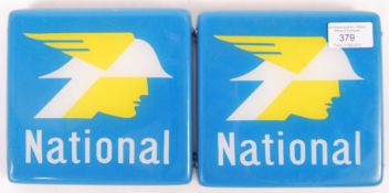 NATIONAL BENZOLE GARAGE FORECOURT PERSPEX WALL PLAQUES / SIGNS