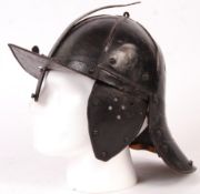 RARE ANTIQUE MID-17TH CENTURY ENGLISH CIVIL WAR LOBSTER TAIL HELMET