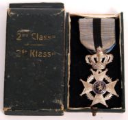 BELGIAN CASED LEOPOLD MEDAL KNIGHT'S CROSS 2ND CLASS