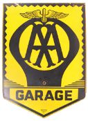 ORIGINAL AA ' GARAGE ' ADVERTISING POINTED ENAMEL SIGN